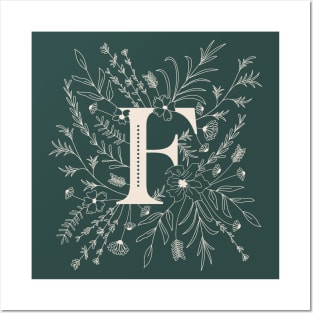 Botanical Letter F (Forest Green) Posters and Art